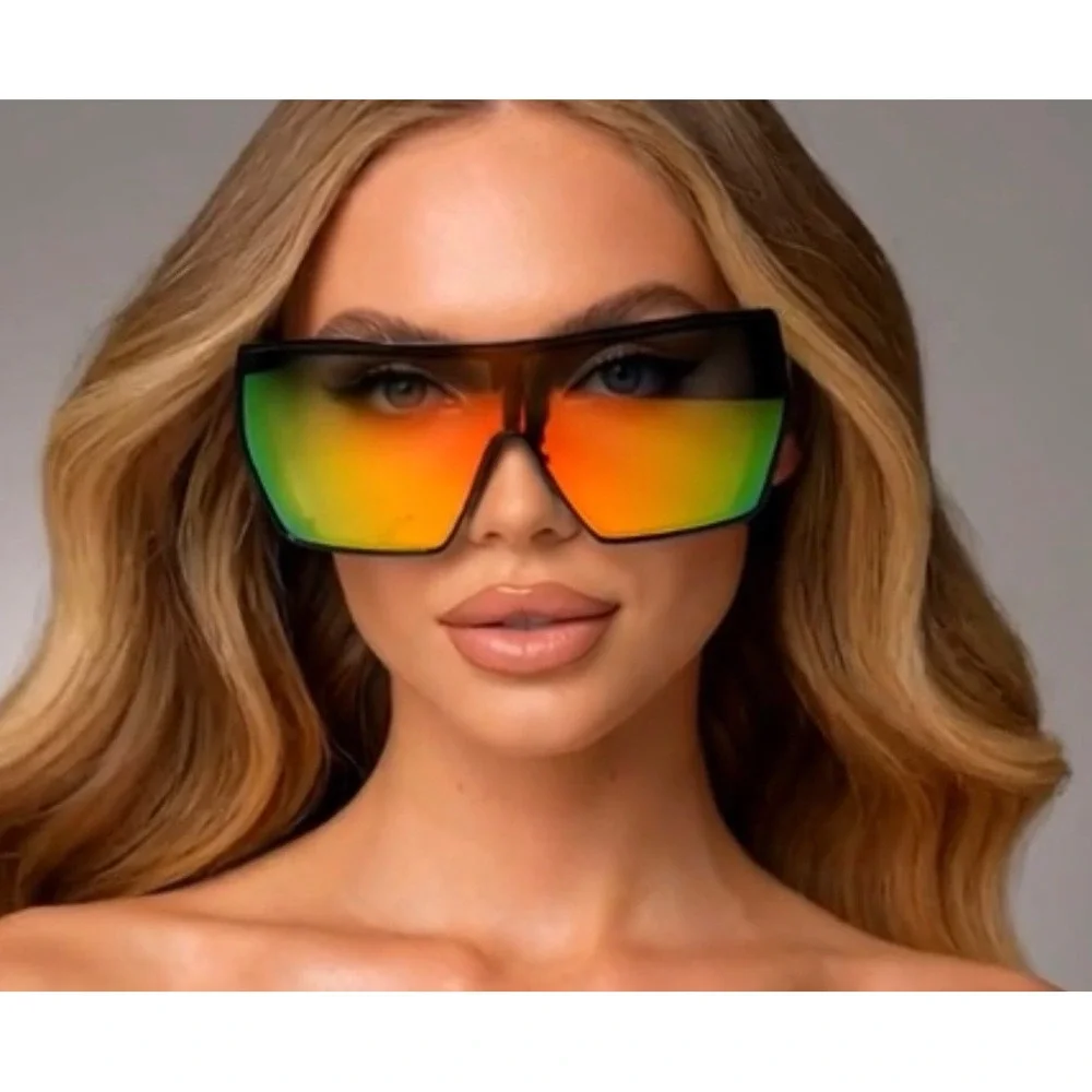 Shield Sunglasses Mirrored Lens Futuristic Visor Fashion Sun Glasses UV400 Gafas